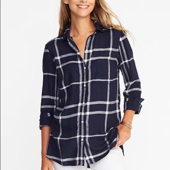 Old Navy Tops - Old Navy Plaid Relaxed Button Down Long Sleeve